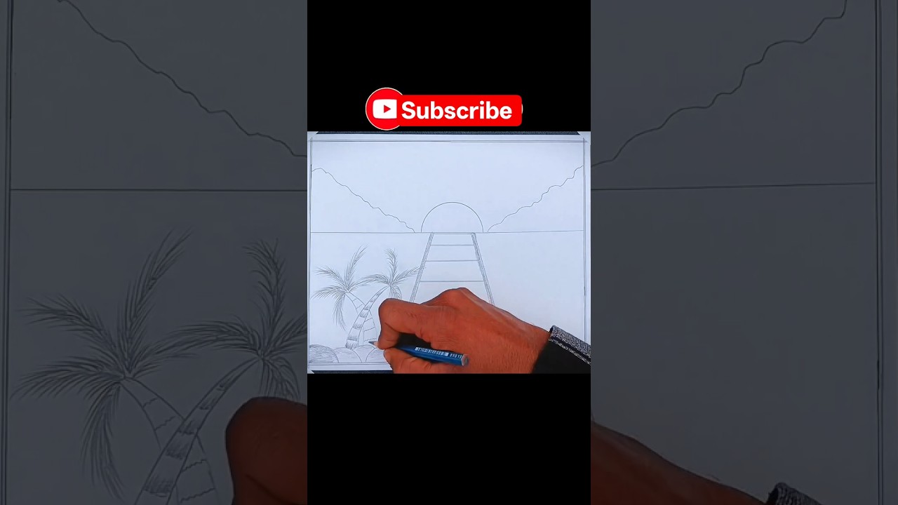 ​Simple Nature Scenery Drawing for Beginners 🌿☀️ 