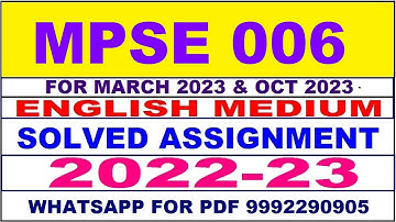 mpse 6 solved assignment 2022-23 in english | mpse 6 solved assignment 2022-23 | mpse 6 2023