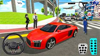 New Red Audi R8 Realistic City Drive with Traffic Police | 3D Driving Class 2026 Gameplay screenshot 4