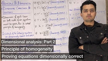 Dimensions || principle of homogeneity || dimensional analysis || correctness of equations | Physics