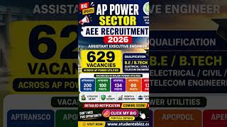 AP Power Sector AEE Recruitment 2026 | 629 Govt Engineer Jobs | B.Tech Jobs 2026 | APTRANSCO APGENCO