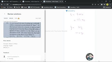 A very broad elevator is going up vertically with a constant acceleration of 2m/s^2 . at the