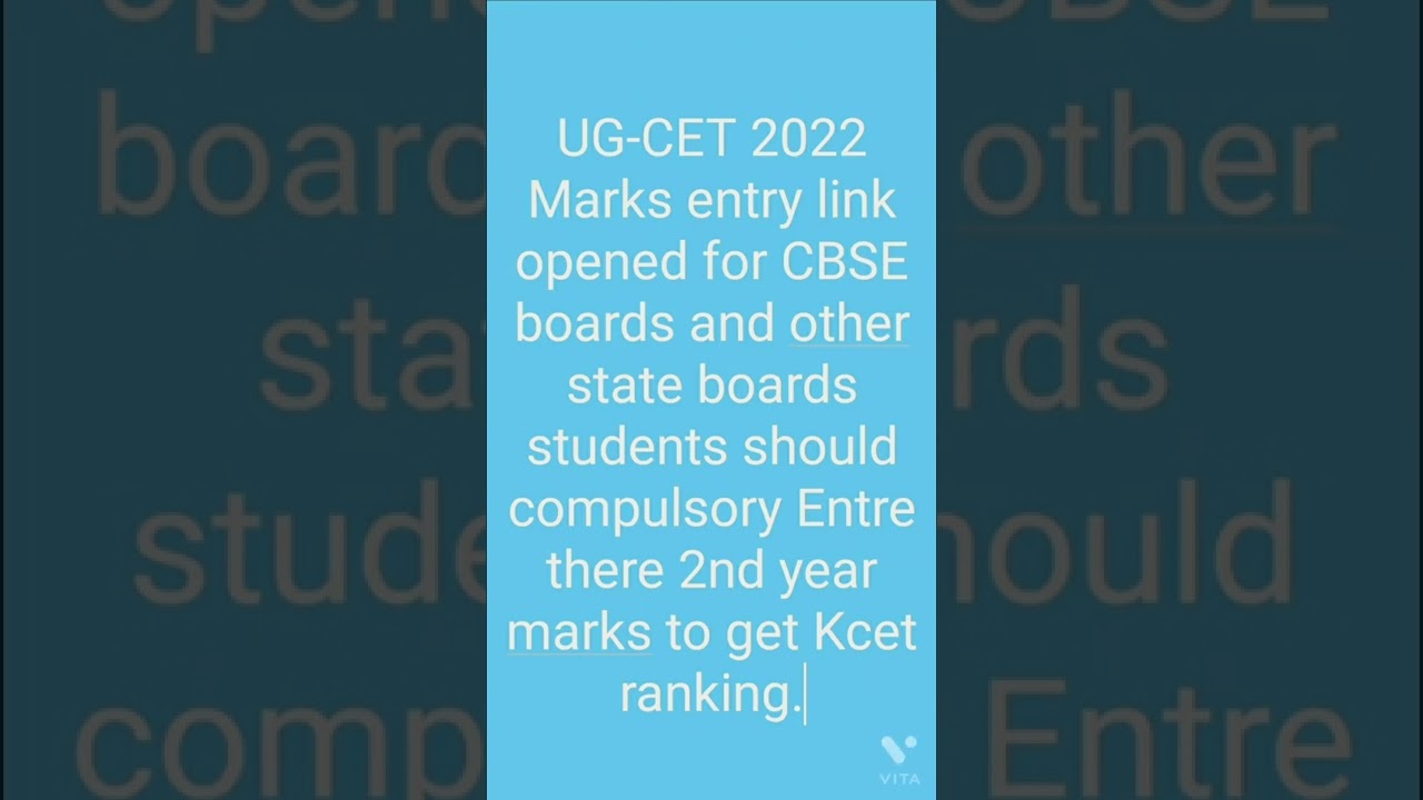 KCET 2022 Marks Entry link Opened For CBSE boards💥