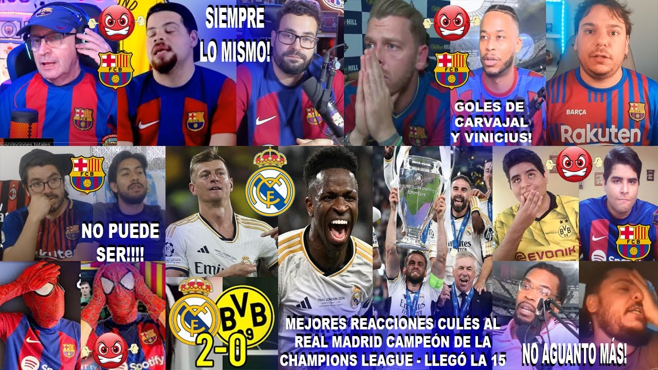 MEJORES REACCIONES CULÉS AL REAL MADRID CAMPEÓN 2-0 BORUSSIA DORTMUND GOLES DE VINICIUS Y CARVAJAL