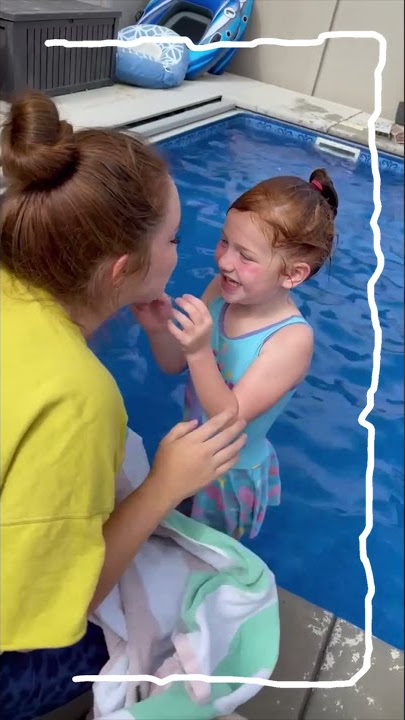 Mom PUSHED her in!! Adley learns to dive in backyard swimming pool! #Shorts