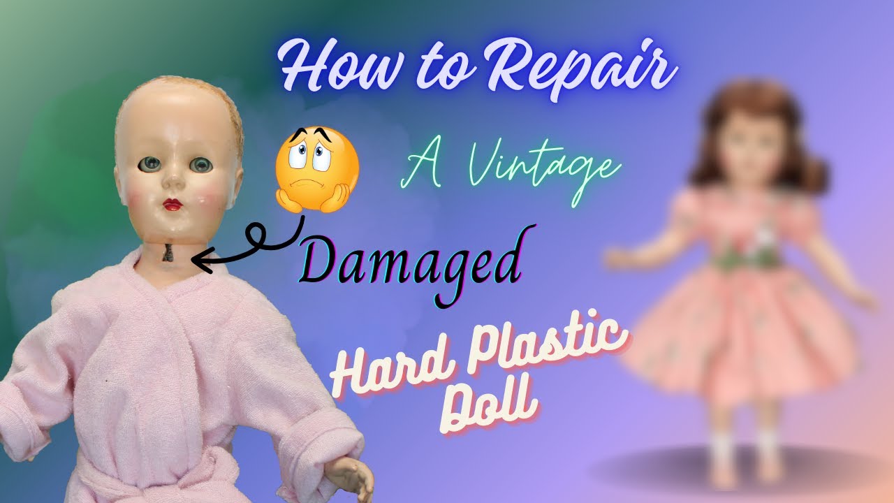 Damaged now a Beauty! How to Repair a Hole in a Vintage Hard Plastic Doll  New Wig, Eye Repair