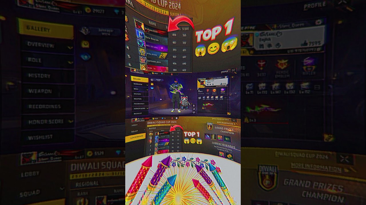 Free Fire Tournament Top 1💥🥳 Diwali Reward 😱 