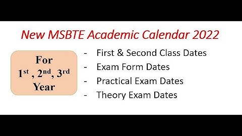 New MSBTE Academic Calendar 2022 | Class Test, Exam Form Practical Theory Exam Dates |