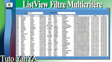 LISTVIEW FILTRE  MULTICRITERE | USERFORM EXCEL VBA
