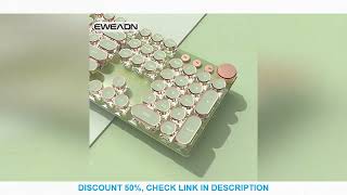 EWEADN V20 Punk Typewriter Mechanical Gaming Keyboard, 104 Keys Round Keycaps LED White Backlit, Key