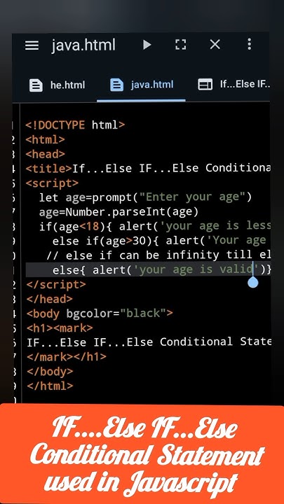 IF...Else IF...Else Conditional Statement used in Javascript # ...