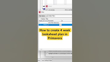 How to create 4 week lookahead schedule in Primavera P6 #schedulecontrol #primaverap6 #lookahead