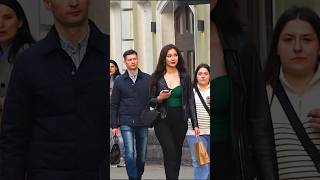 Friday evening in Moscow. Russian beautiful girls on a walk