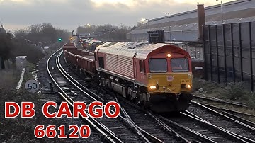 DB Cargo Class 66 hauling a Civil Engineering train along the Chatham Main Line.