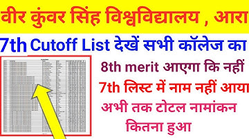Vksu 7th Cutoff list देखें सभी कॉलेज का , 8th Merit list आएगा कि नहीं , टोटल नामांकन कितना हुआ है