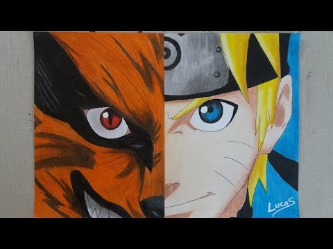 Desenhar, Pintar e Colorir Desenho do Naruto Raposa de 9 Caudas