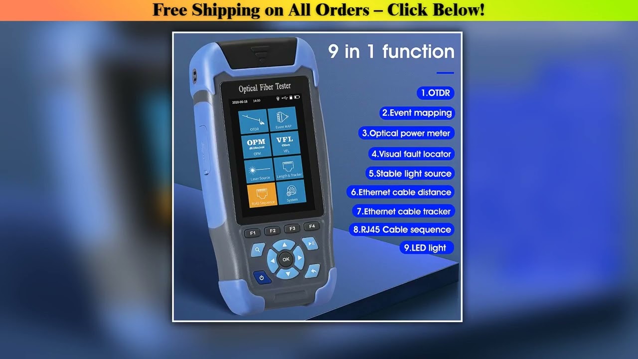 Mini OTDR Fiber Optic Reflectometer AUA-900D with 9 Functions VFL OLS OPM Event Map 24dB for 64km