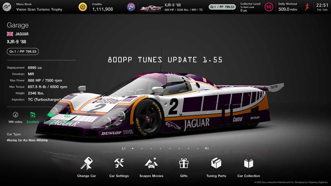 Gran Turismo 7] Jaguar XJR9'88 800pp tunes update 1.55 - YouTube