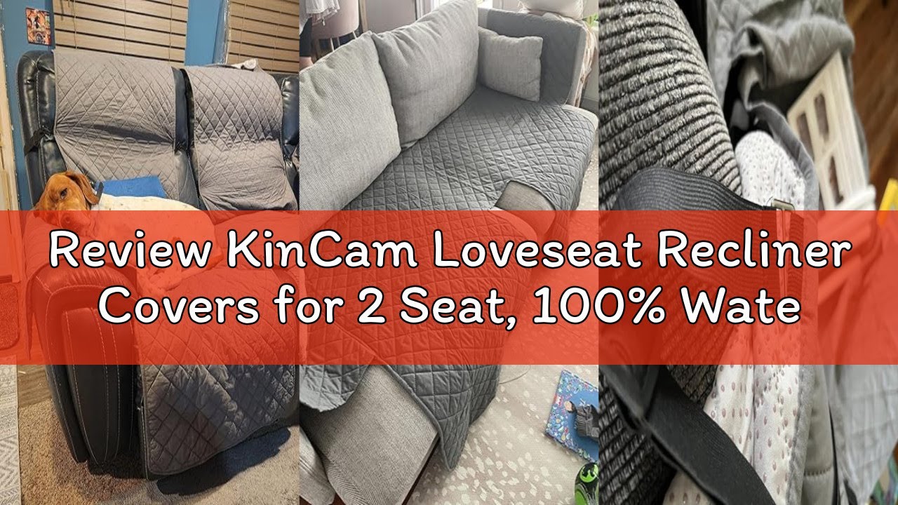 Review KinCam Loveseat Recliner Covers for 2 Seat, 100% Waterproof Reclining Loveseat Covers, Non-Sl