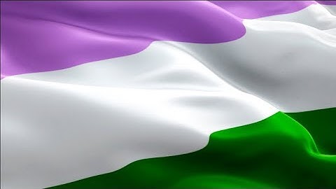 Genderqueer Rainbow Pride flag waving. 3d LGBT Homosexual flag. Non-binary Sign. Genderqueer flag