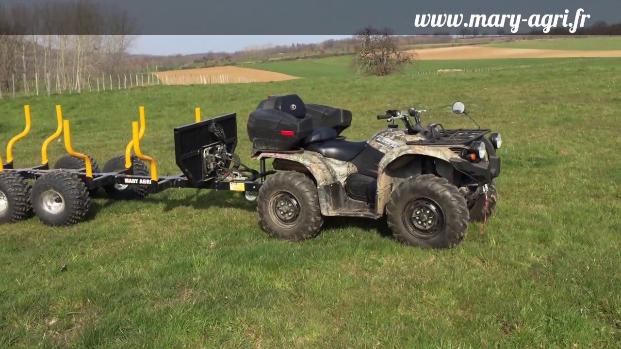 Remorque Forestière 15 Tonnes Mary Agri Avec Quad Grizzly 550