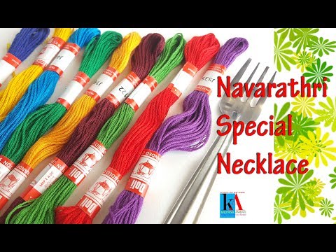 how-to-make-navaratri-special-tassel-necklace-at-home-||-silk-thread-necklace-set-making-tutorial