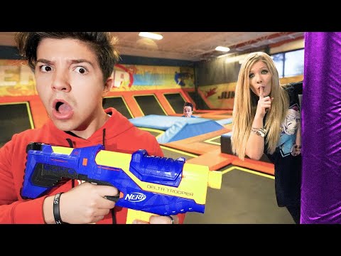 Extreme NERF Hide and Seek in a Trampoline Park!