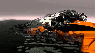 slow motion lamborghini through water (Blender Cycles)