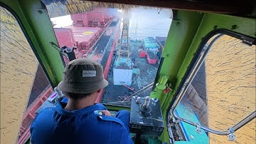 Coal loading and unloading !!! big ship part 1 .  #crane #buldozer  #shipcrane