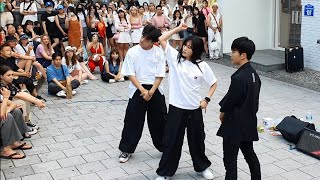 [STREET ARTIST] YU KAGAWA, HYOJIN & YOUNGWON. INTERACTIVE HONGDAE BUSKING. 230705.