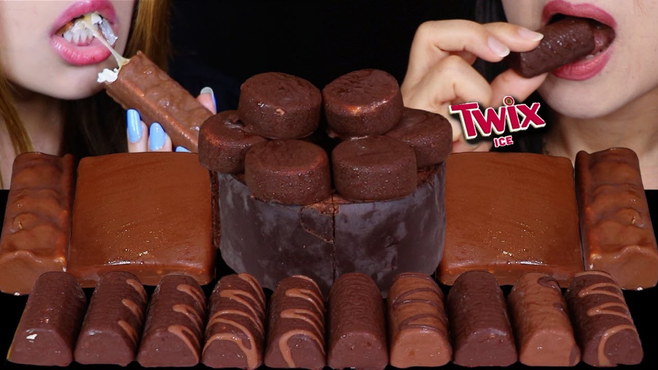ASMR TWIX CARAMEL CANDY ICE CREAM BAR, MINI DOVE ICE CREAM BAR, CHOCOLATE BAUM CAKE, KLONDIKE BAR 먹방