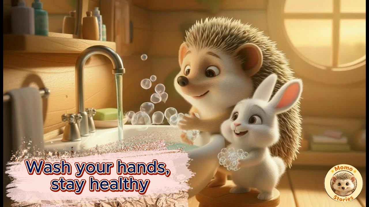 Momo Teaches Bunny to Wash Hands | Healthy Habits for Kids - Ep 06