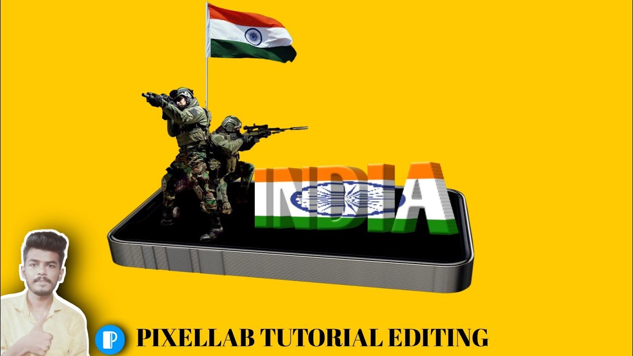 How To Make Indian Flag Name Logo Design On Mobile - PixelLab Tutorial 