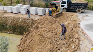 Excellent work KOMATSU DOZERS D20P push soil fill the pond & Truck unloading by Bulldozer Actions 17,099 views 3 weeks ago 1 hour, 10 minutes