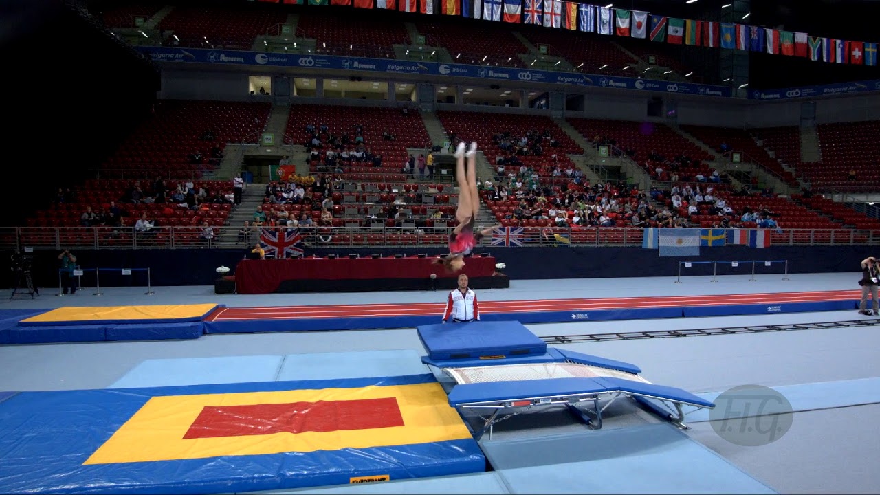 Youtube video: KHRISTENKO Alina (RUS) - 2017 Trampoline Worlds, Sofia (BUL) - Qualification Double Mini Routine 1
