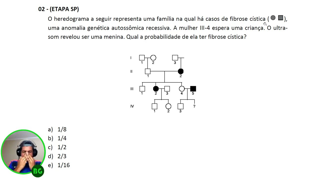 Questão de Genética - Fibrose Cística e Heredograma (ETAPA SP) (1 ...