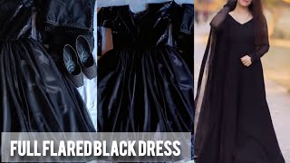 #new full flared black frock design gorgeous black dress for girls