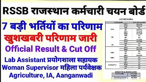 RSMSSB राजस्थान की 7 बड़ी भर्तियों का परिणाम जारी  Lab Assistant Result Women supervisor Agriculture