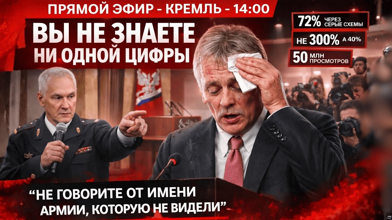 БЕЛОУСОВ РАЗНЁС ПЕСКОВА В ПРЯМОМ ЭФИРЕ! Зашёл на брифинг без приглашения! 50 млн просмотров за сутки