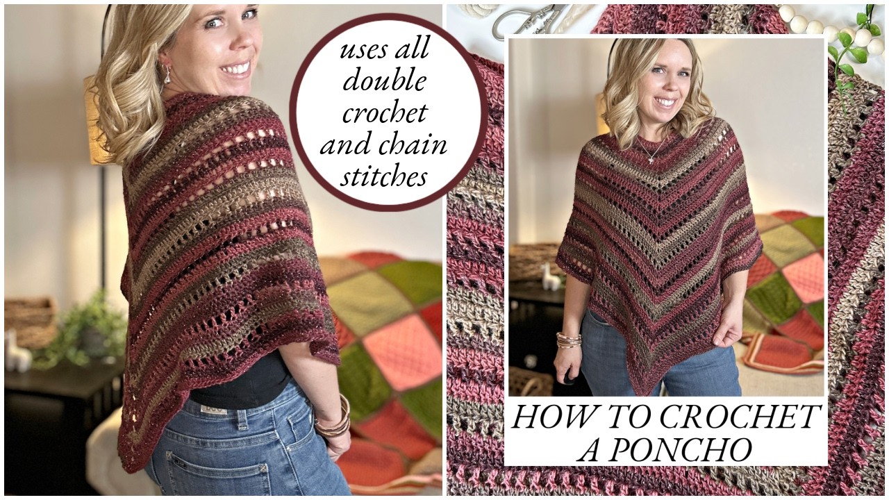 Easy Poncho Tutorial Simple Eyelet Poncho Crochet Tutorial | Easy Beginner Poncho with DK ...