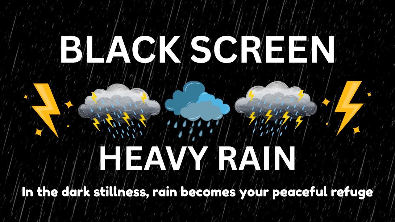 Heavy Rain with Rolling Thunder BLACK SCREEN | Peaceful Sleep All Night