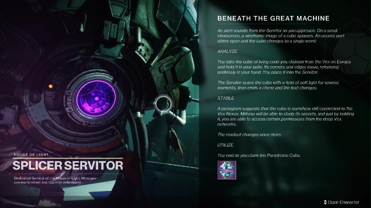 Destiny 2 - Season of the Splicer - Splicer Servitor Dialogue 1