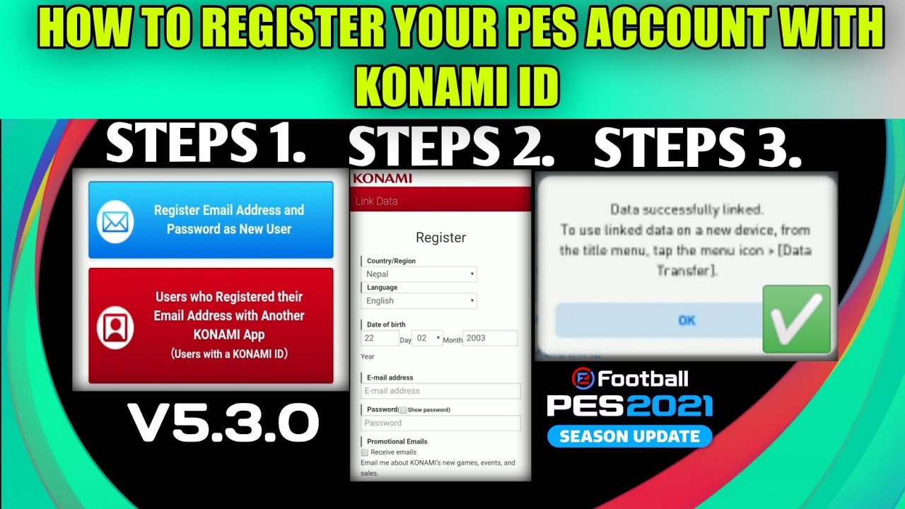 How To Register Pes Account With Konami Id In Pes 21 Mobile Register With Konami Id Youtube How To Register Pes Account With Konami Id In Pes 21 Mobile Register With Konami Id Youtube