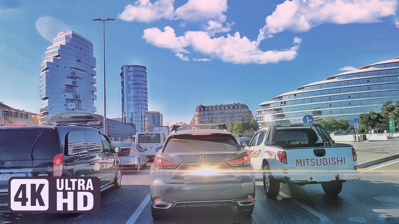 Красивые улицы Баку (Июнь 2024) Автомобильный тур - В сопровождении музыки  - Азербайджан  4k Drive