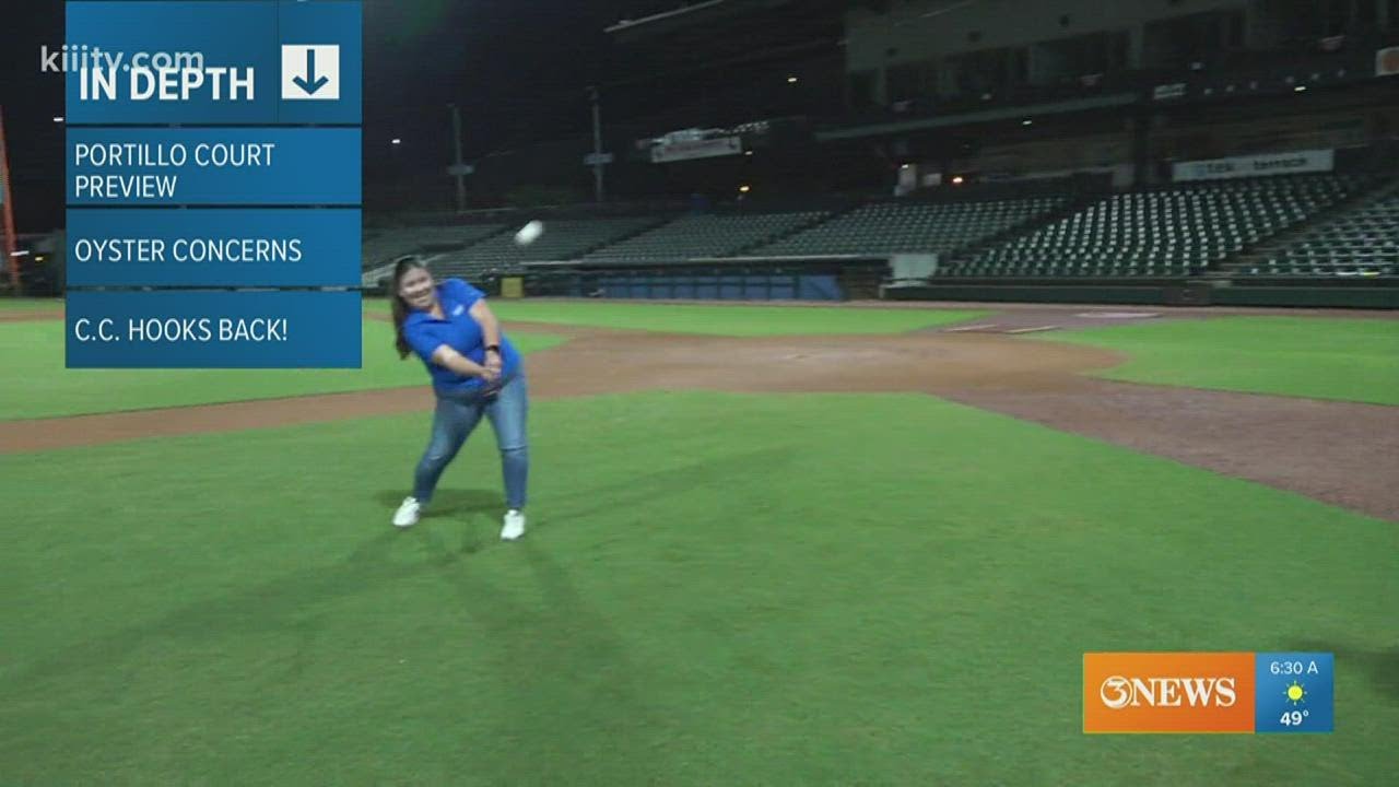 First Edition Reporter Julissa Garza takes a swing at baseball over at Whataburger Field