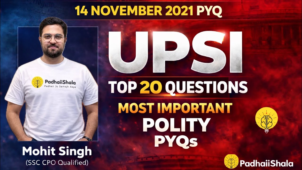 UPSI 14 November 2021 Polity PYQ Part 1| Solved Paper Full Explanation | #upsi #gk #constitution