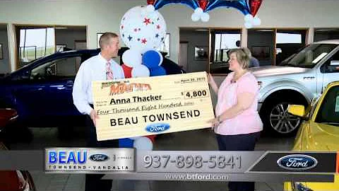 Anna Thacker won free car payments for a year!