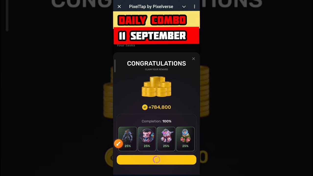 Pixel Tap Pixelverse : 11 September Daily Combo | Pixelverse Daily Combo Today 