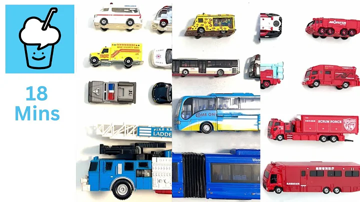 Different Bus Fire Color Emergency vehicles collection Tomica Siku Minibus Double Decker Bus