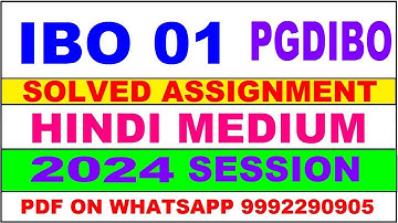 ibo 1 (PGDIBO) solved assignment 2024 | ibo 1 solved assignment in hindi 2023-24 | ibo 1 2024